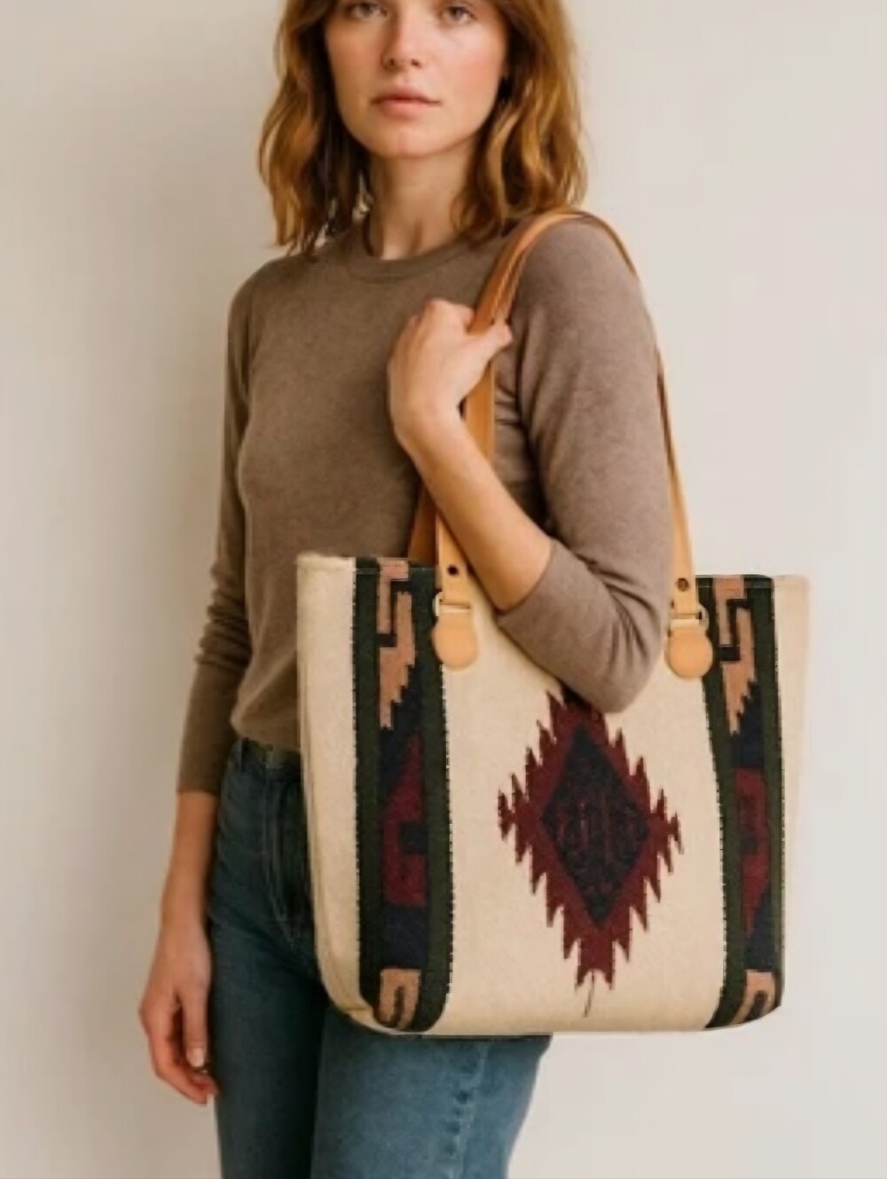 EL PASO SADDLE Blanket Bag Handwoven Wool Blend Southwestern Aztec Praire Tote